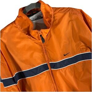 Nike Vintage Men's XXL Windbreaker Jacket Orange Navy Y2K Blokecore Unisex Boxy